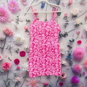 Vintage Lilly Pulitzer White Label Slice Pink Lemon Floral Print Dress